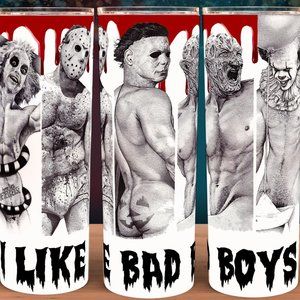 Blood Drip  I like Bad Boys  Halloween Horror Cup Mug Tumbler